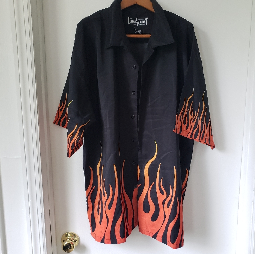 Vintage flames button down shirt
